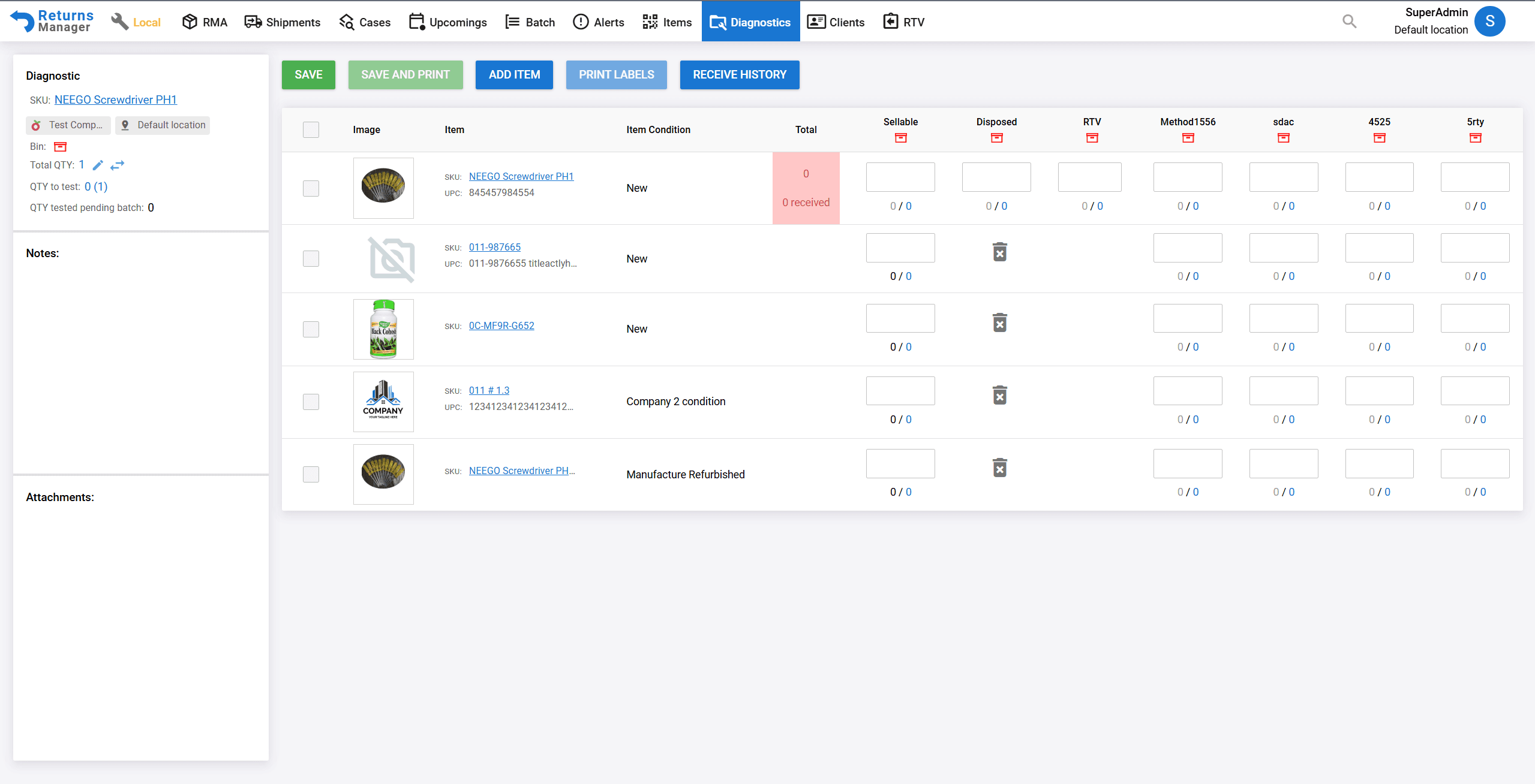 Bin-based inventory tracking
